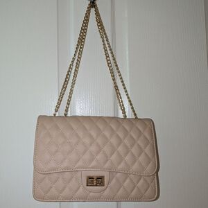Chic Quilted Tan Shoulder Bag